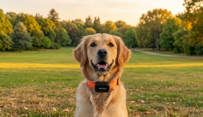 Perro con localizador en el collar