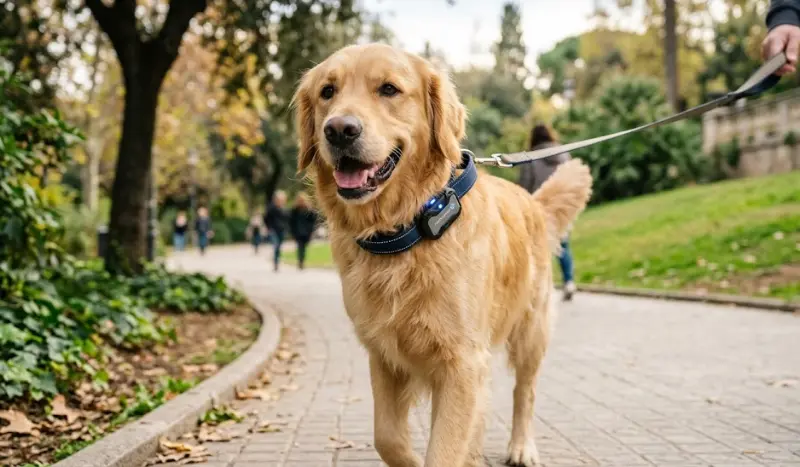 perro con collar inteligente